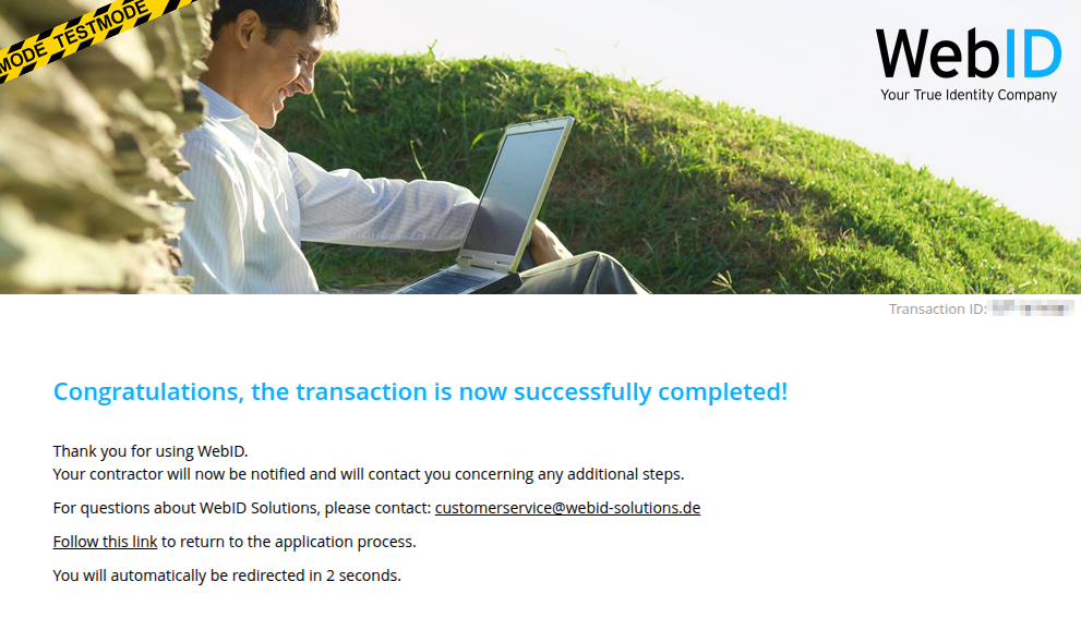 Message showing that the signing is successfully completed