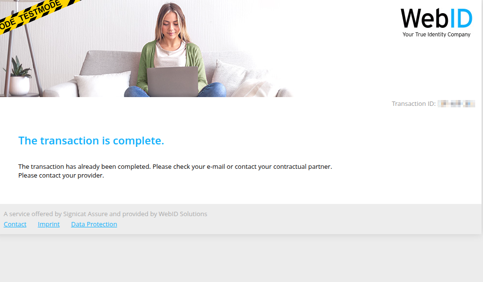 Message showing the transaction is complete, including tips that they should check their email