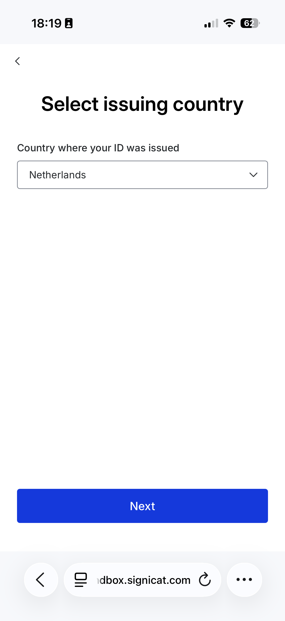 Select issuing country