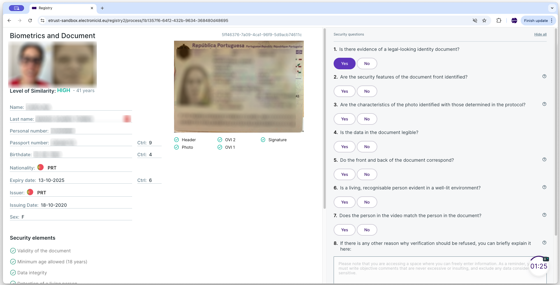 Answer security questions
