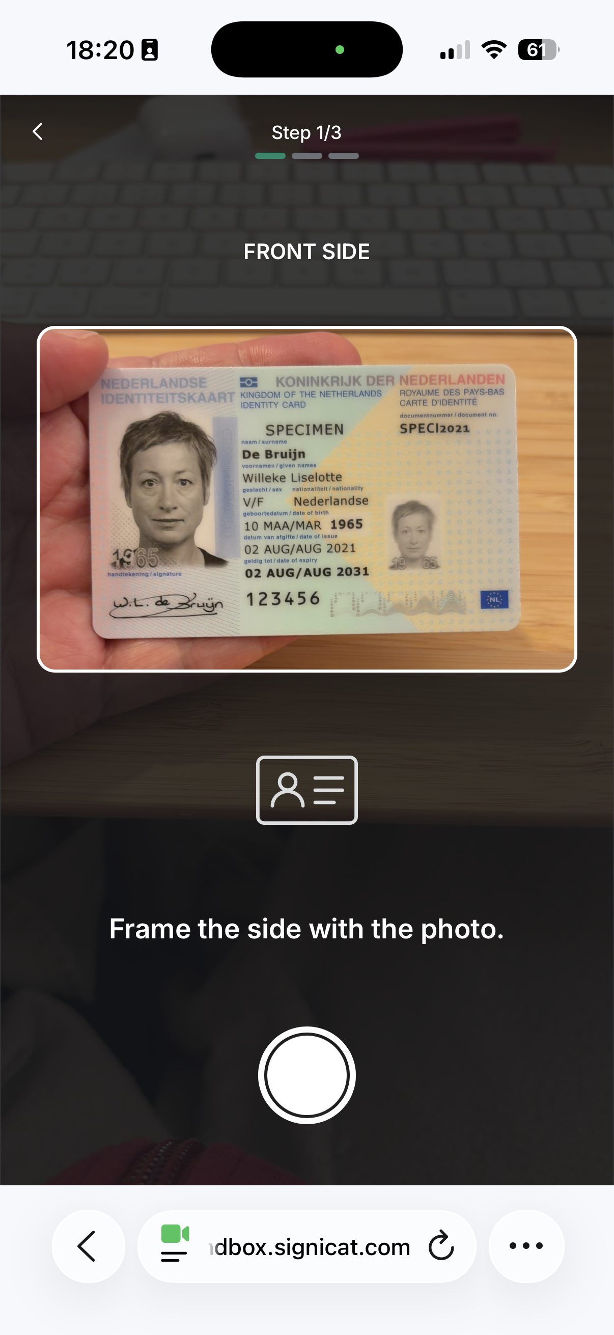 Insert the photo page inside the frame