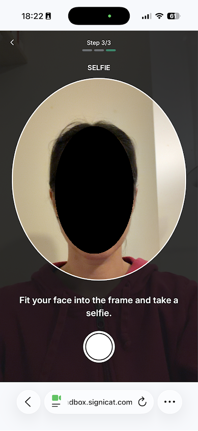 Place your face into the frame and take a selfie