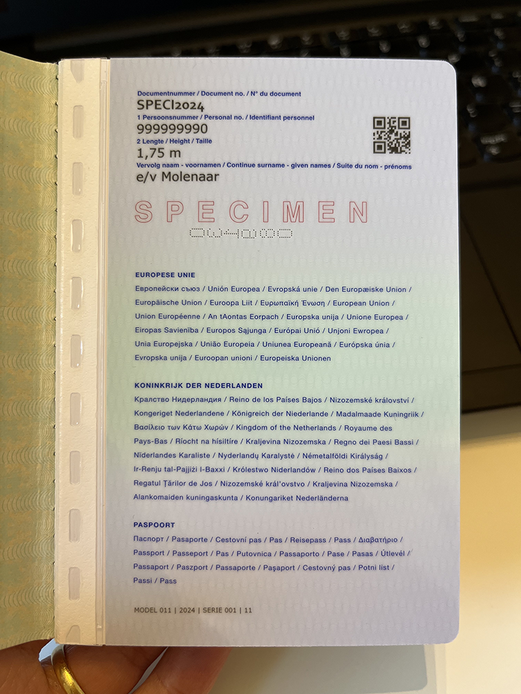 OK: Shows the whole passport back page with edges and some surroundings