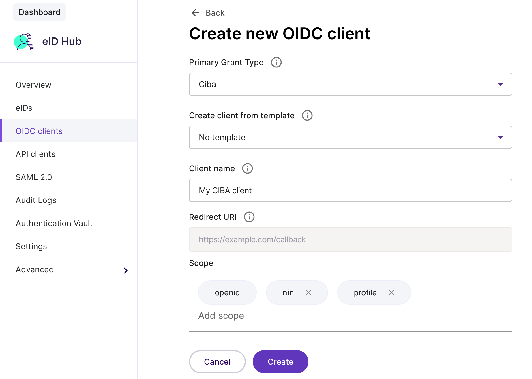 Ciba OIDC client