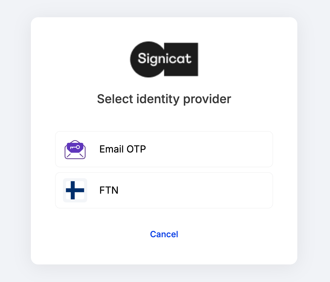 Provider selection screen