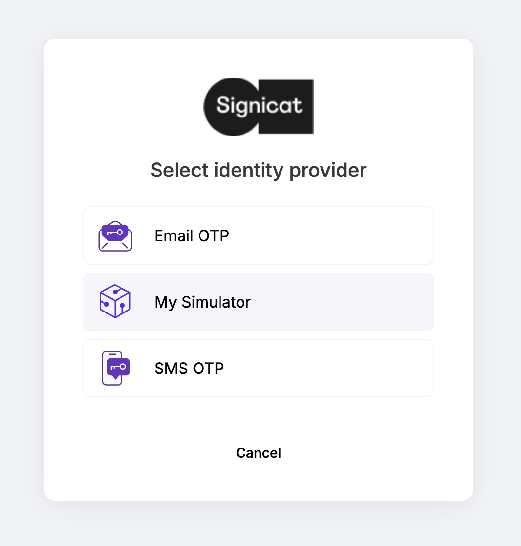 Choose the Simulator as provider.