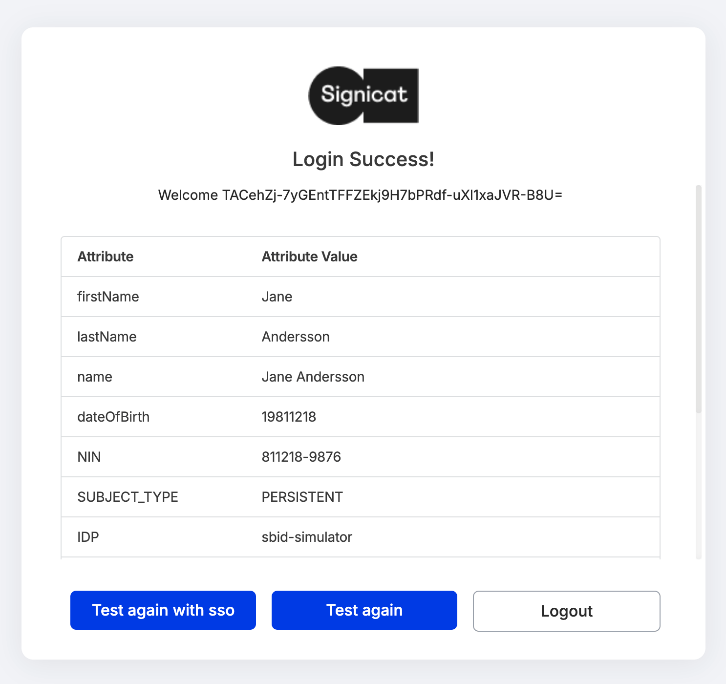 Review the authentication response.