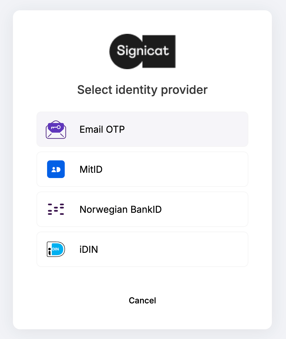 Choose Email OTP.