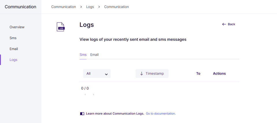 Logs page