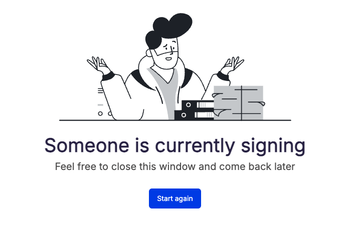 Signer waiting screen when document is locked by another active signer