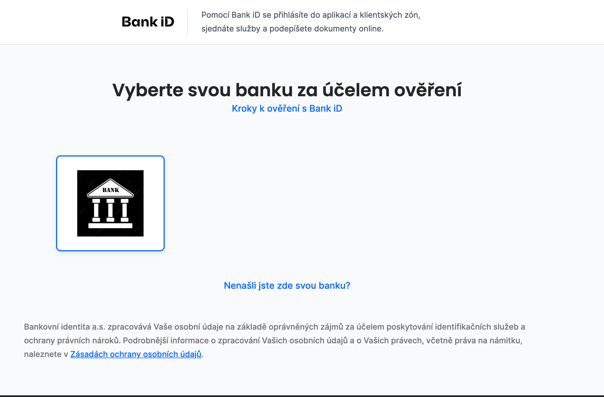 Select the Mock Bank icon to start authentication.
