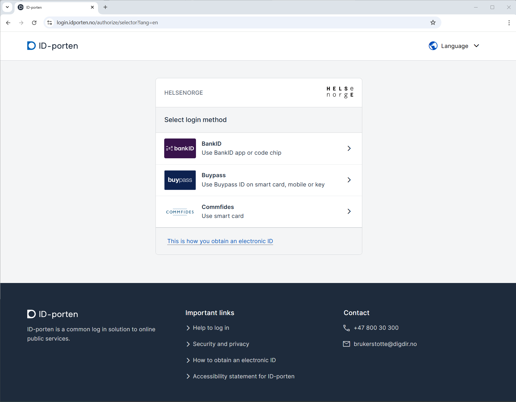 ID-porten login high