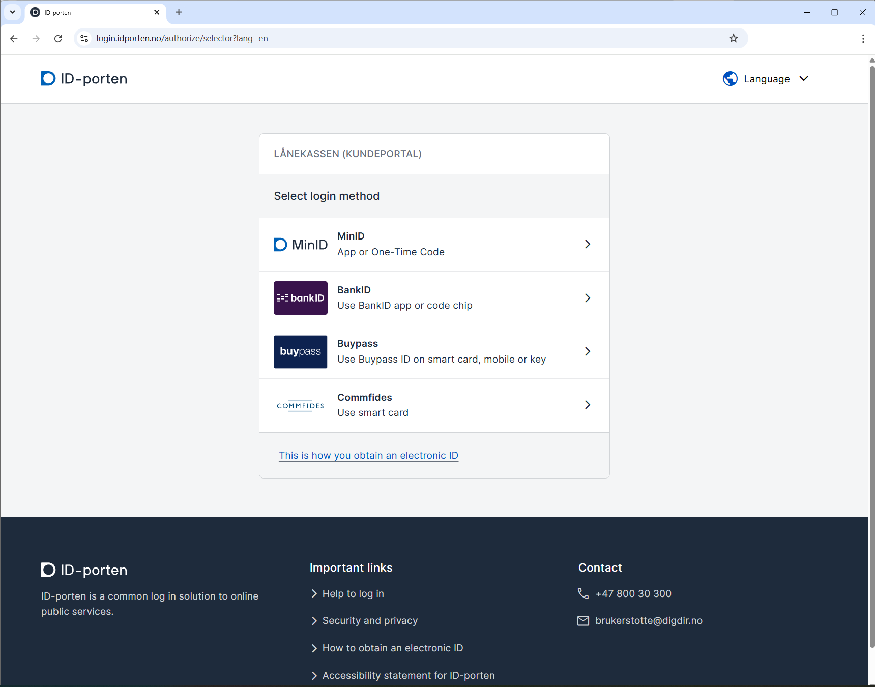 ID-porten login substantial