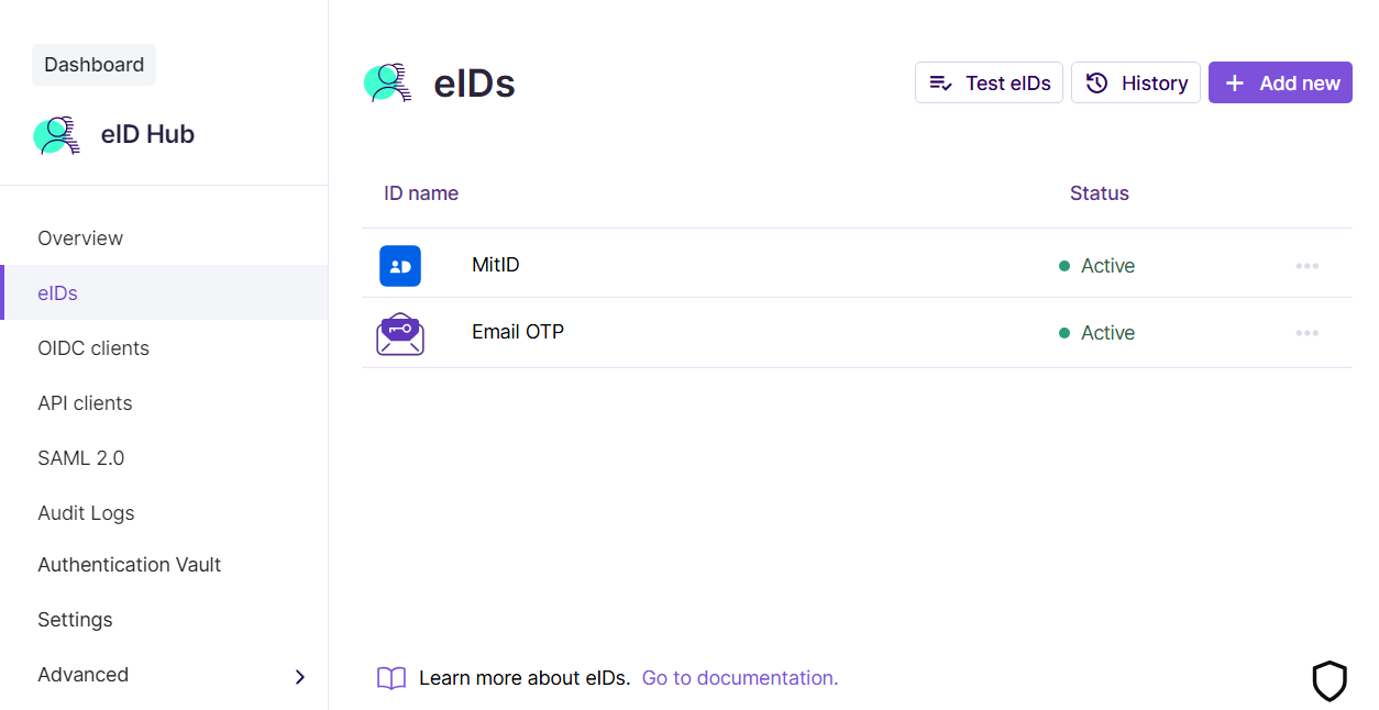 Add MitID to Dashboard