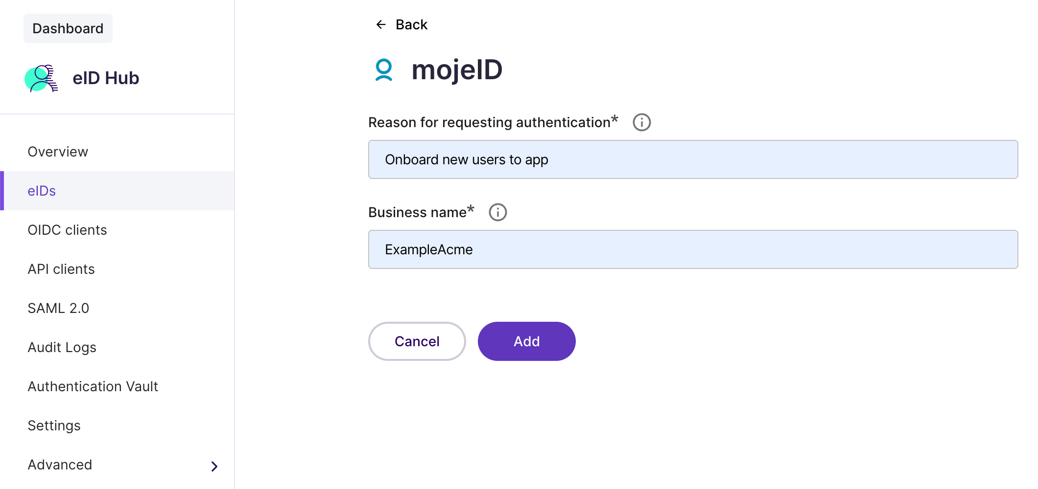mojeID configuration