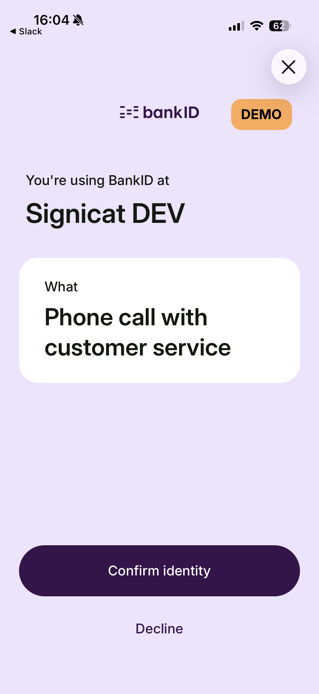 Phone call with customer service.