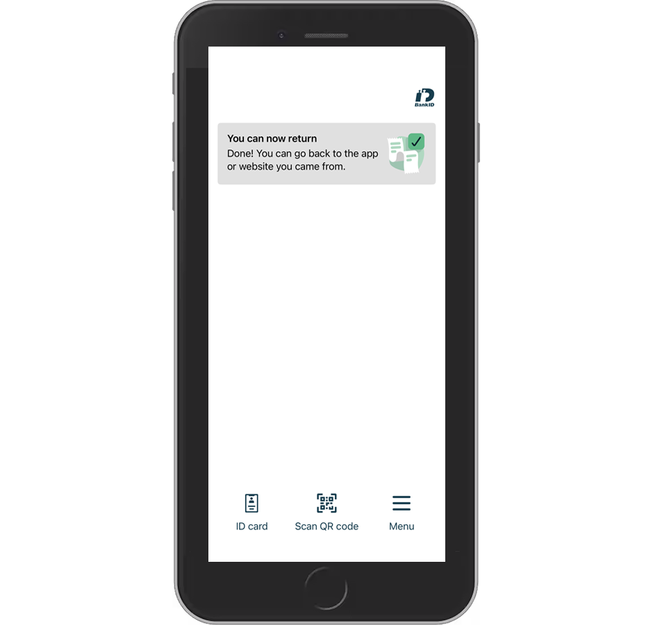 Success: User is asked to return to the app or website they came from.