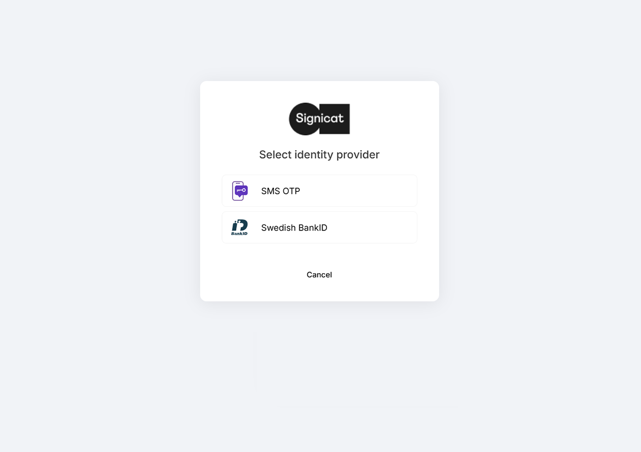 Select Swedish BankID as identity provider