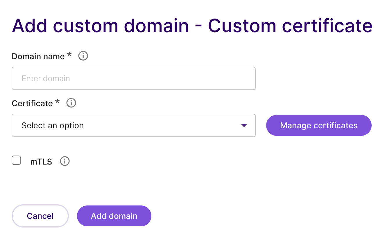 Add a custom domain custom certificate