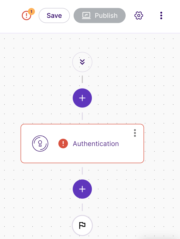 An example of a flow where the Publish button is not clickable.