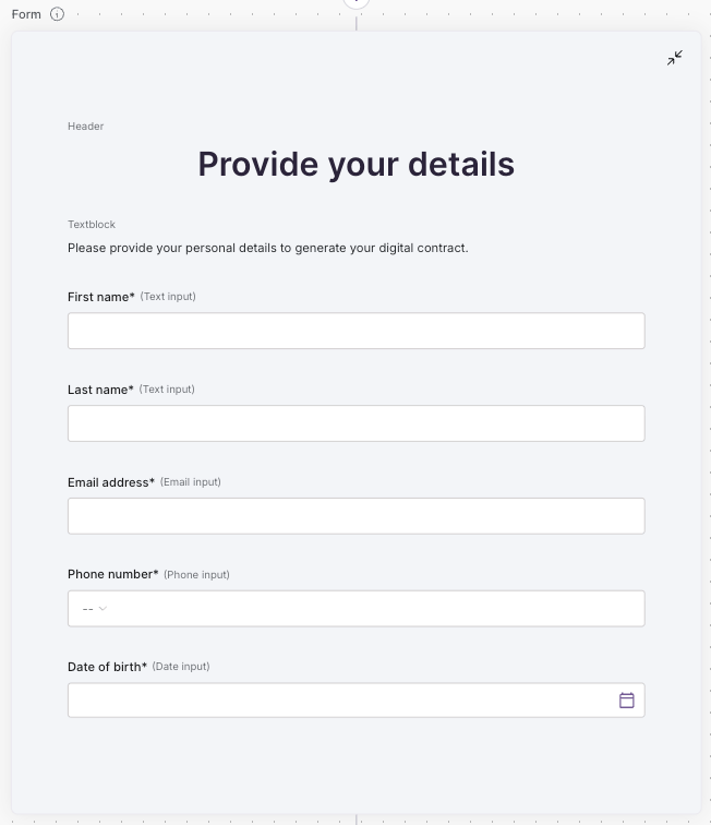 Configuration of your form step.