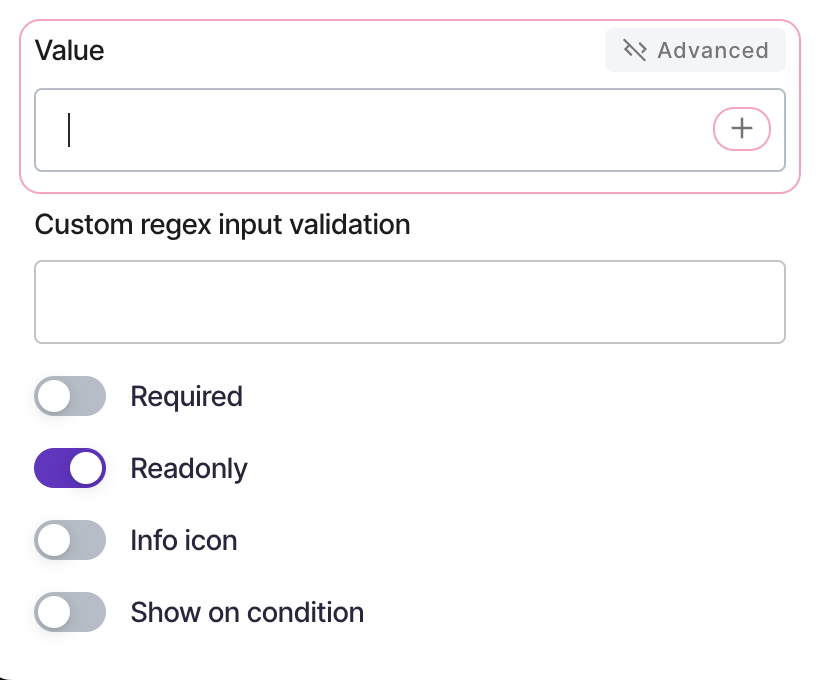 Select the + icon in any input field.