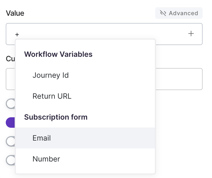 Choose the key to import data for.