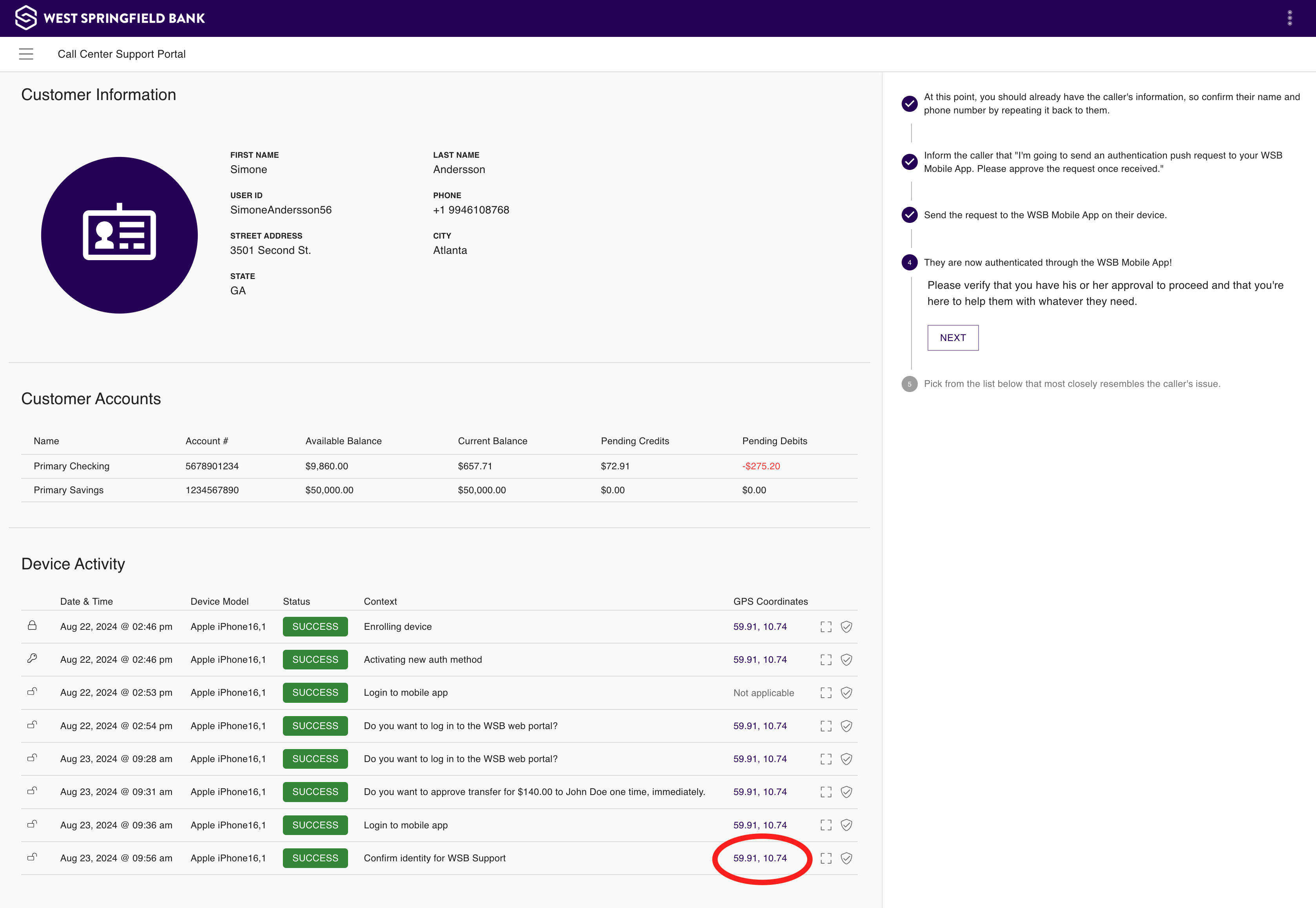 Location of the device