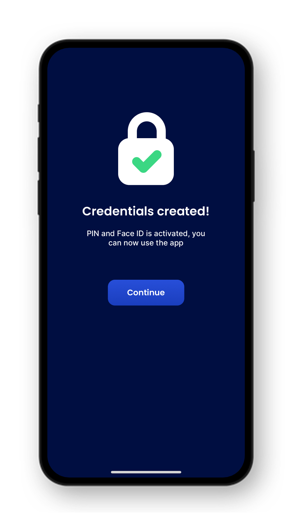 Credentials are now created. You have now completed the onboarding.