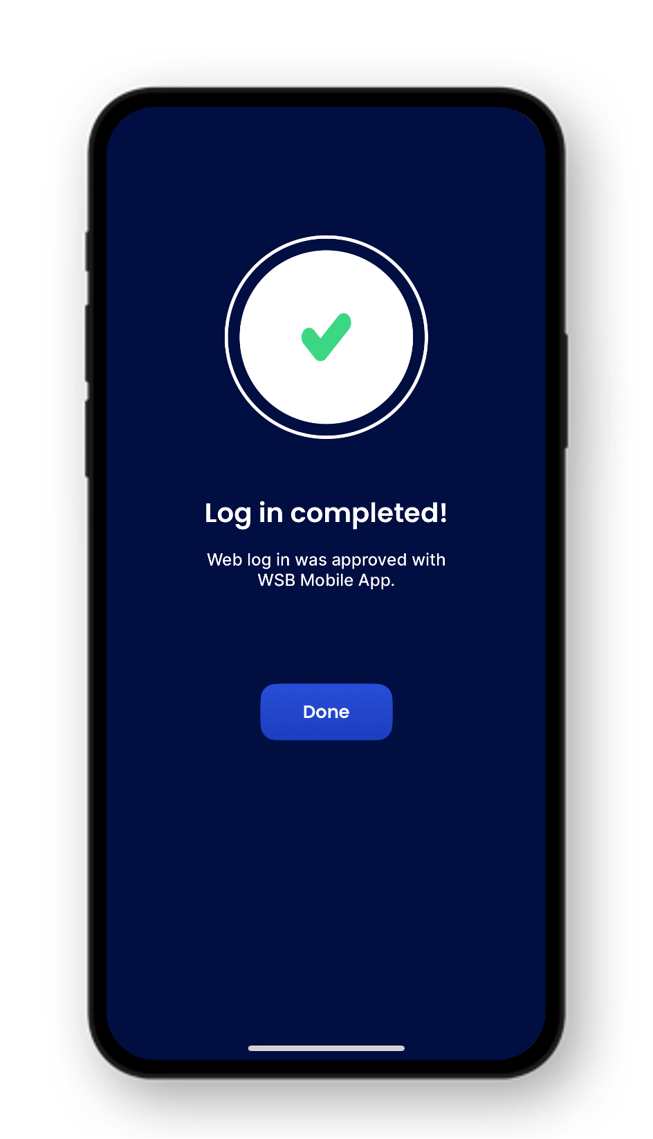 Once the authentication is completed you will see a confirmation screen.