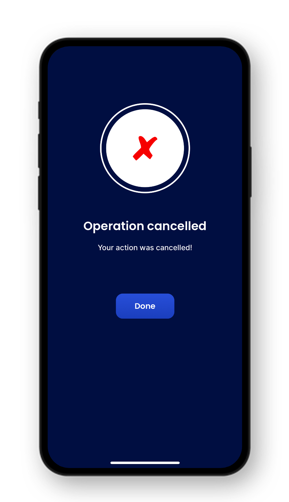 Once the transfer has been cancelled you will see a confirmation screen.
