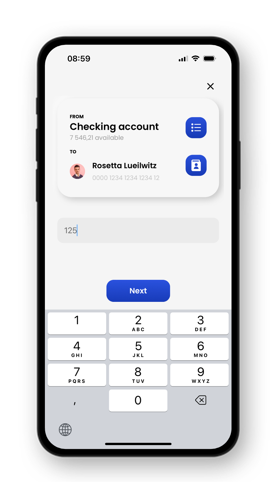 Enter the amount of money you want to transfer.