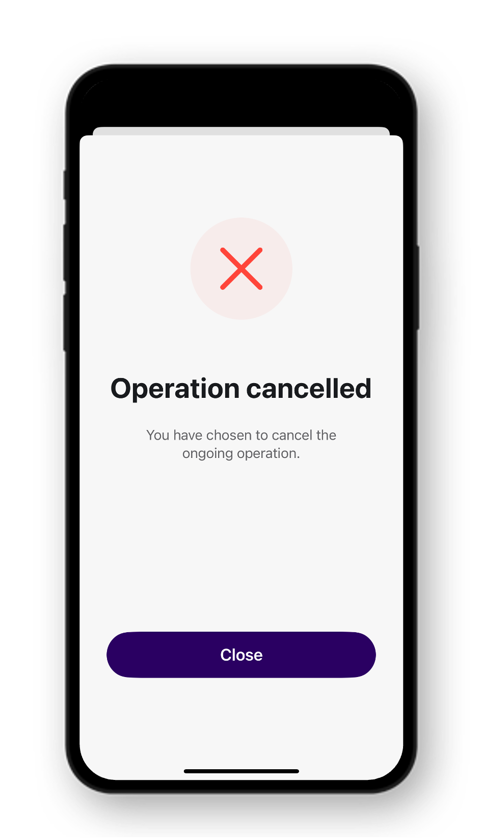 Once the authentication has been cancelled you will see a confirmation screen.