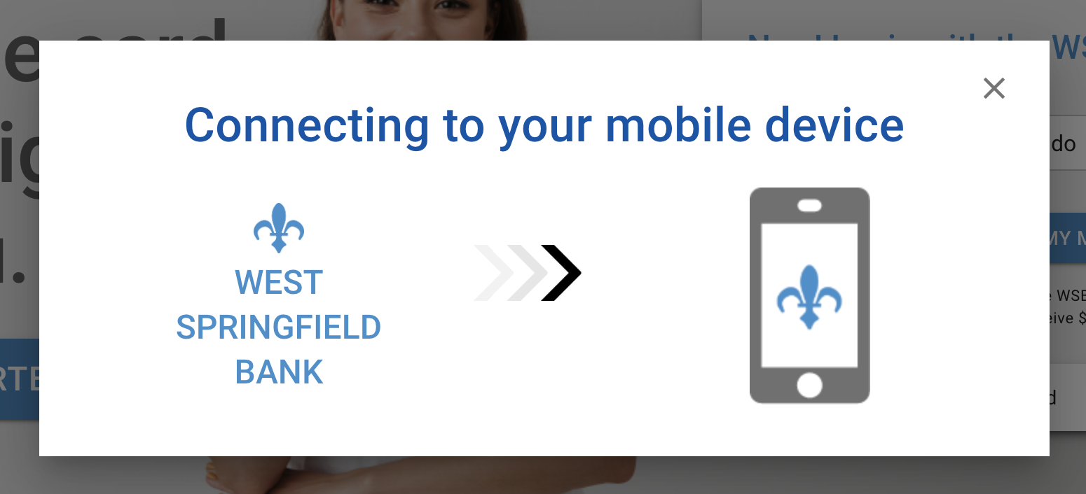 An popup will be displayed on the website while awaiting a response from your mobile app.