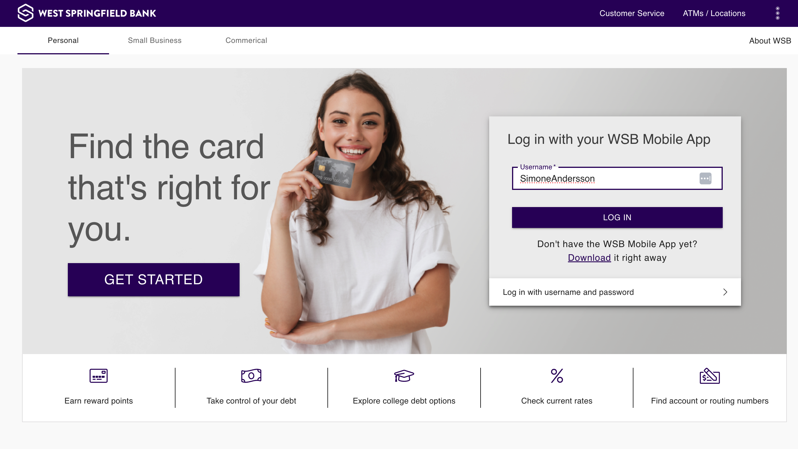 On the website, enter your username and click "LOG IN".