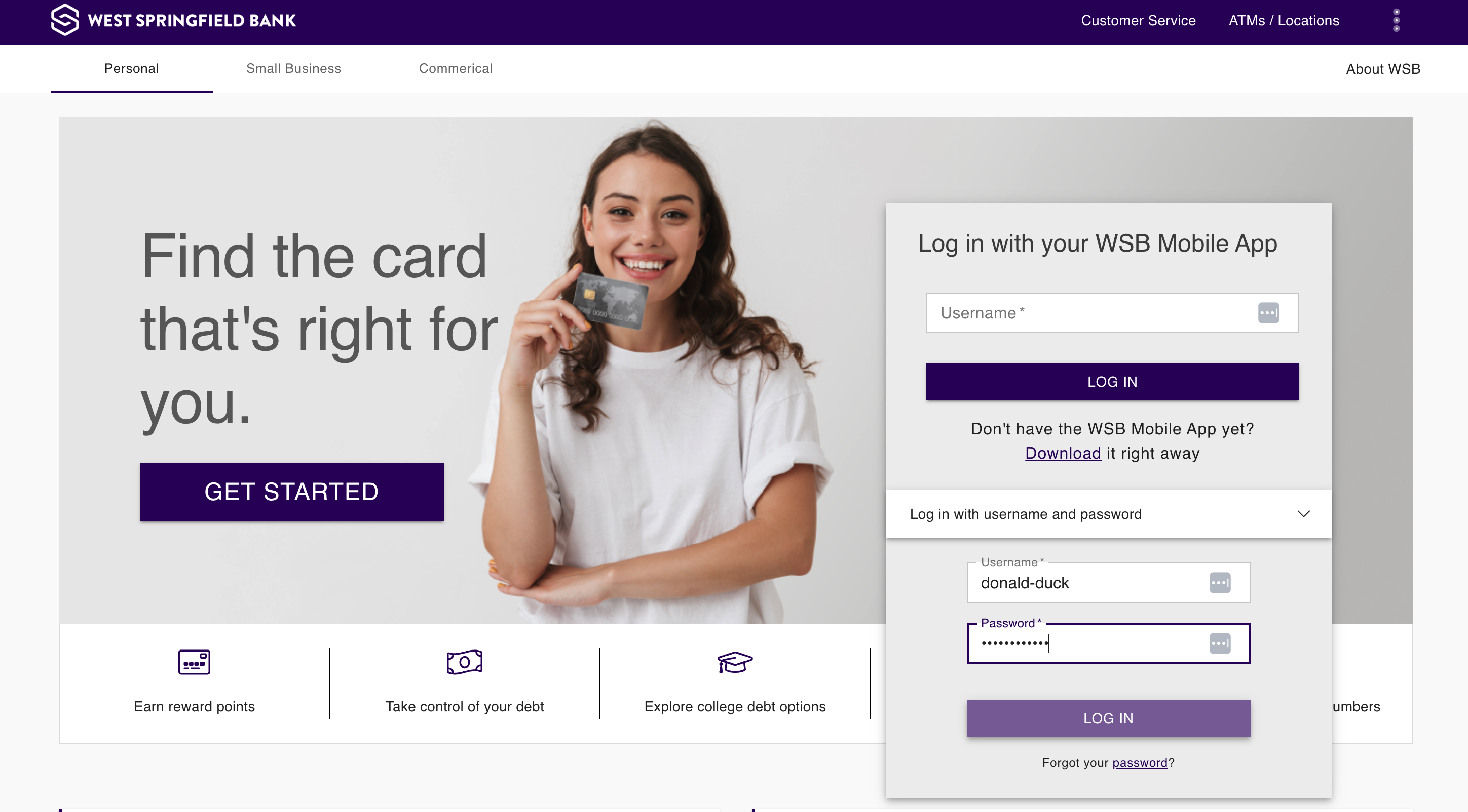 Fill in the username for the user you created earlier, enter any text in the password field, and click "LOG IN".
