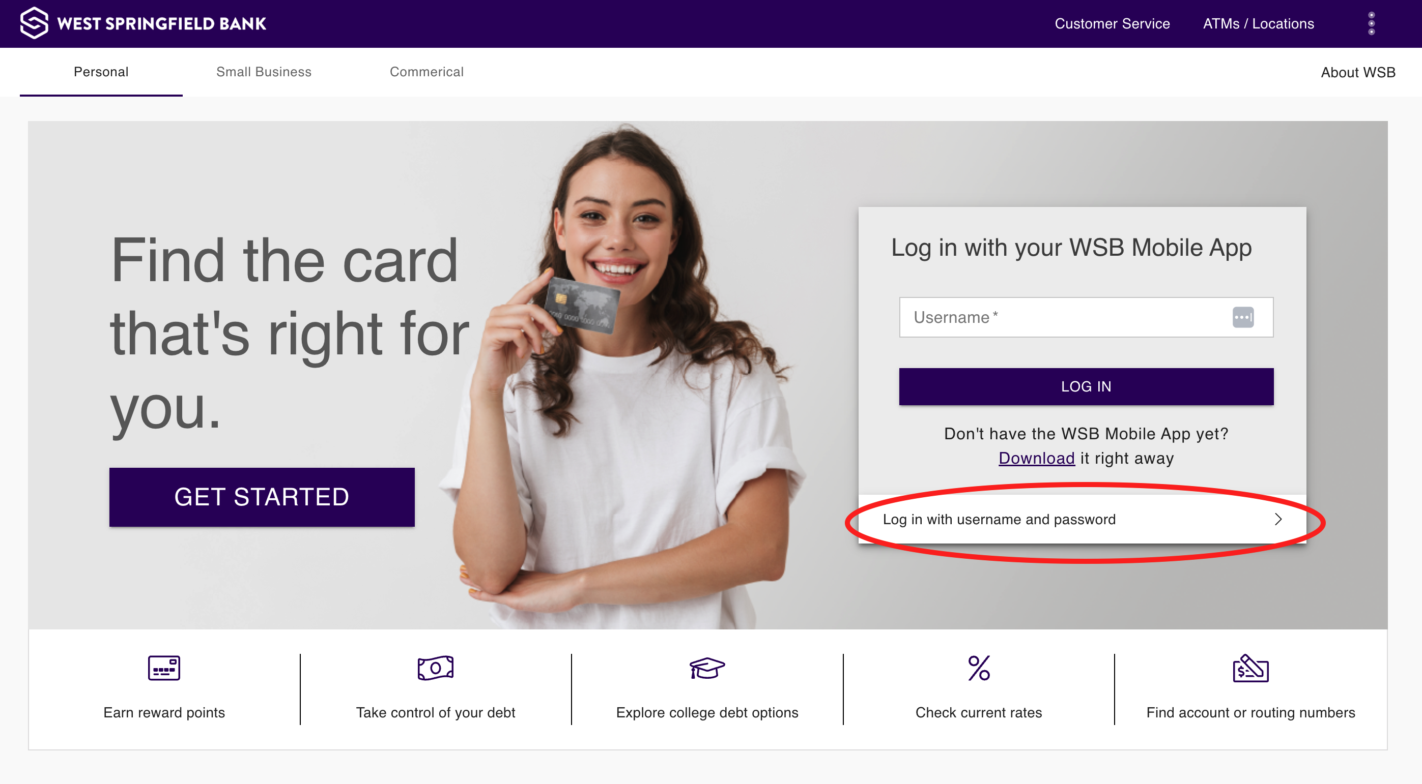 Initially, your demo user has a traditional username and password. Click “Log in with username and password”.