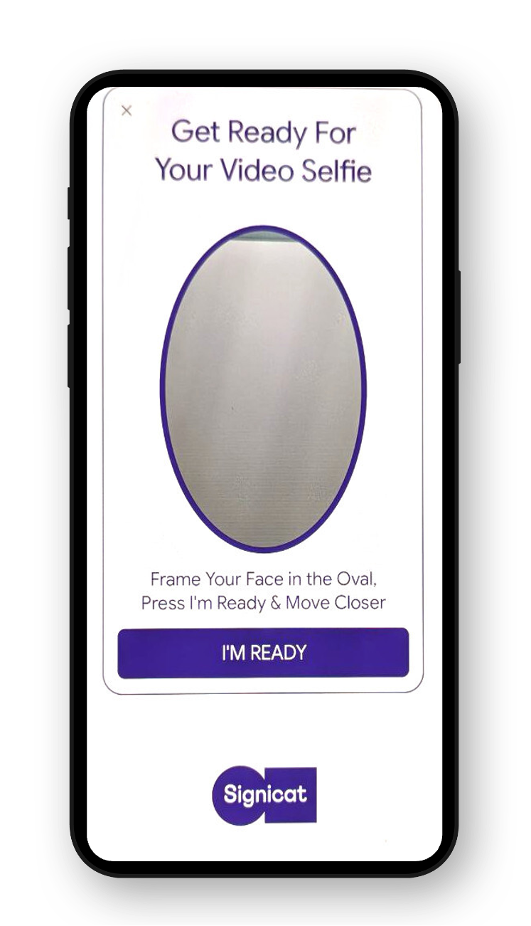 Example of a Signicat branded Authenticator App while performing a face scan