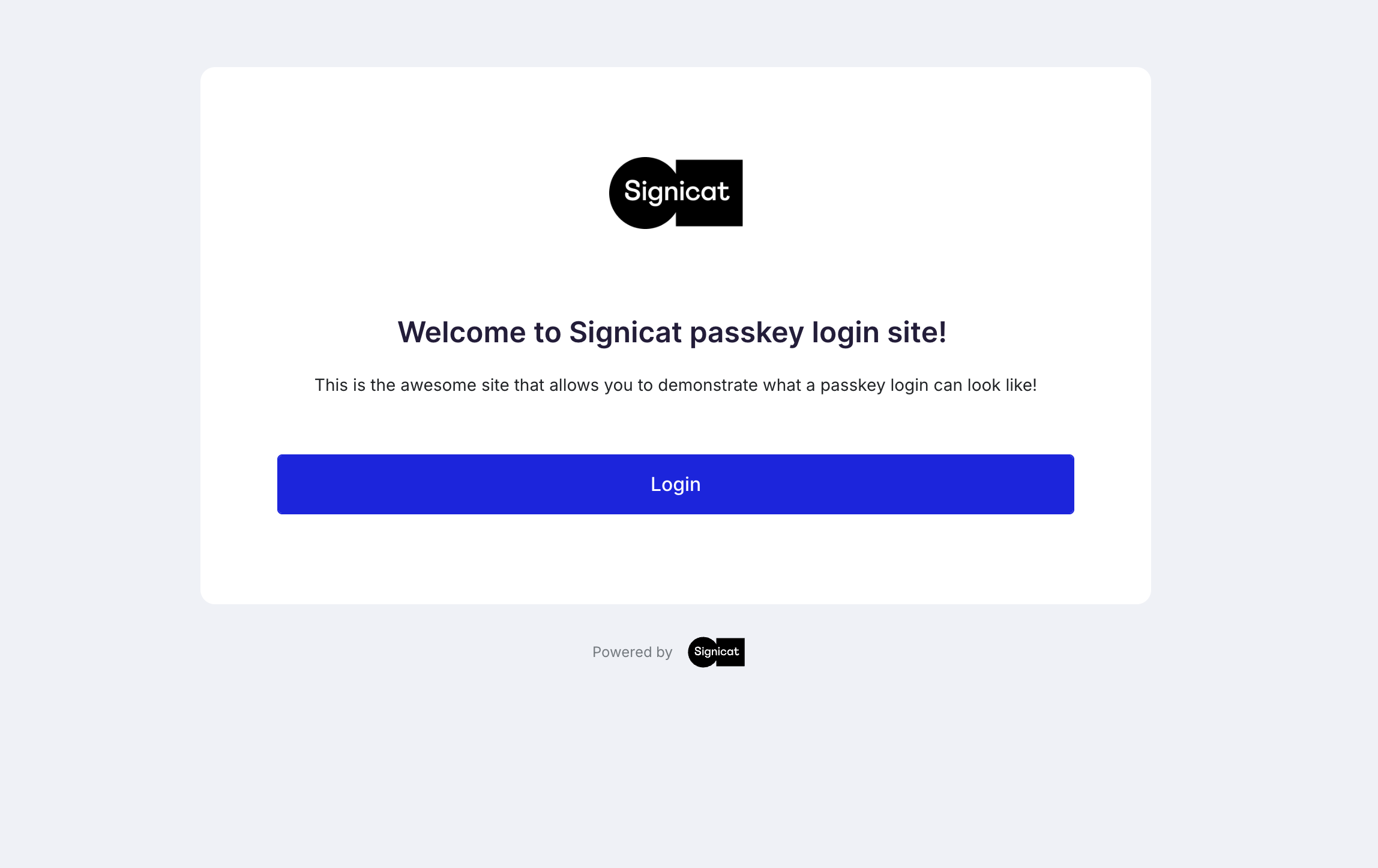 The end-user navigates to a website in their browser, then clicks 'Log in with passkey'.