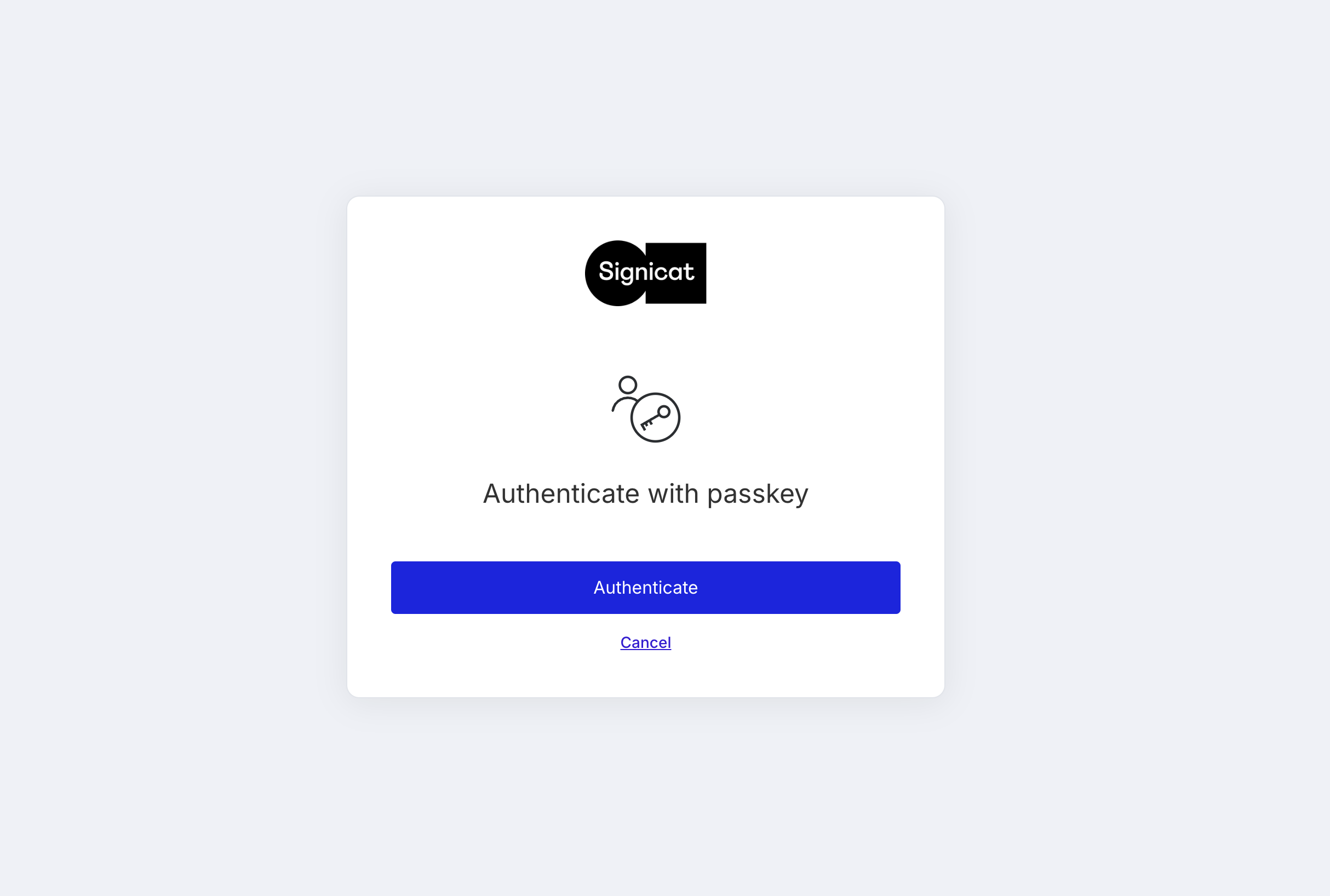 They are redirected to the Signicat login page. Here, they click 'Authenticate'.