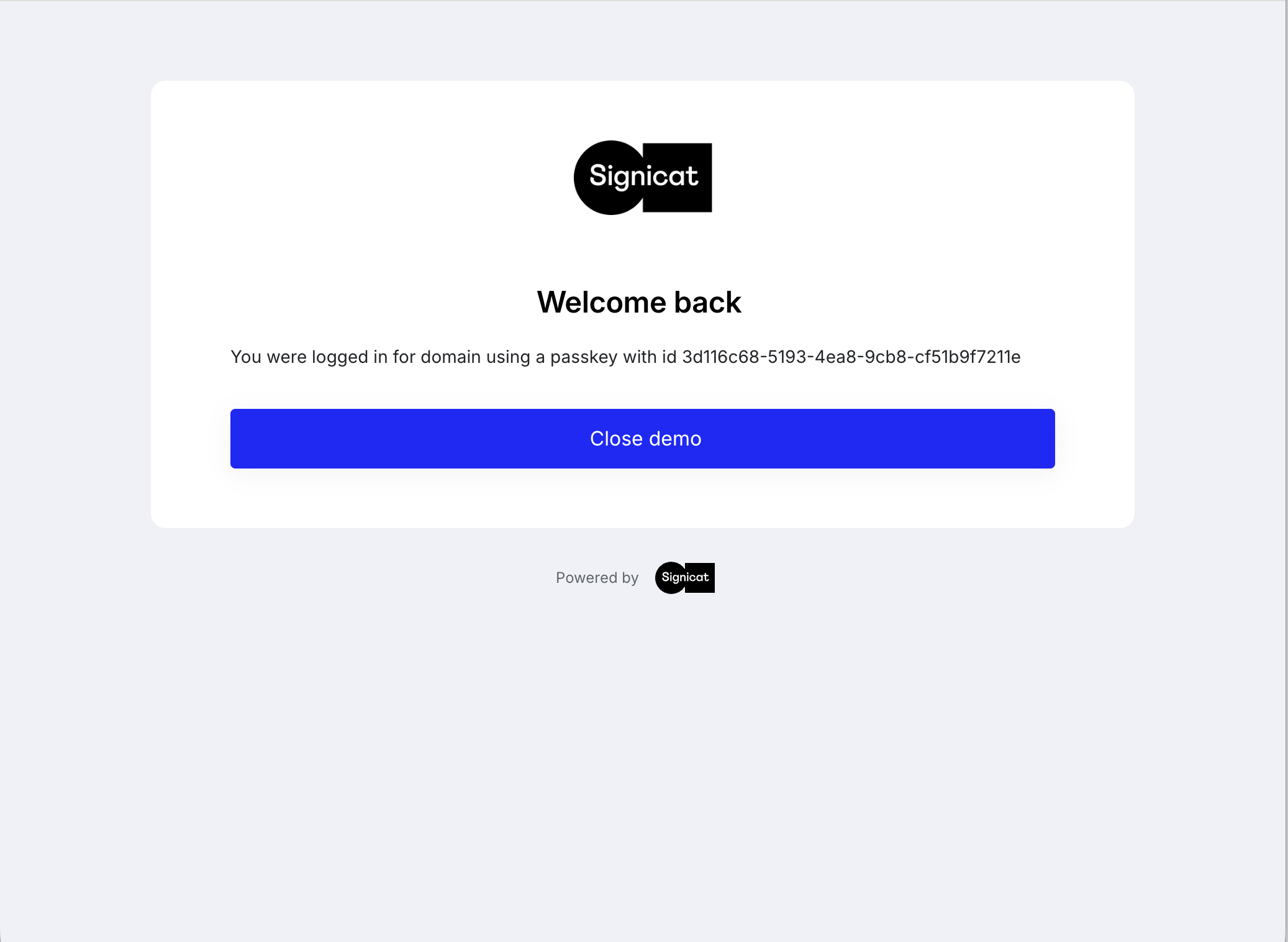 The authentication is successful and the user is logged in.