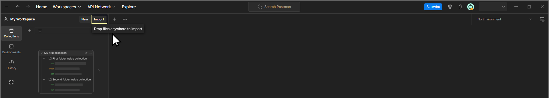 Screenshot showing import of the collection into Postman